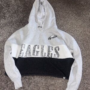 Eagles Gray and Black Cropped Hoodie